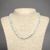 Larimar-Halskette aus natürlichem Stein, glatte Kugeln, Durchmesser ca. 6 mm, Länge 45 cm