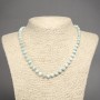 Larimar-Halskette aus natürlichem Stein, glatte Kugeln, Durchmesser ca. 6 mm, Länge 45 cm