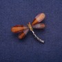 Ausverkauf! Brosche Libelle braune Kristalle, silberfarbenes Metall 32×43 mm