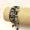 Schwarzes Herrenarmband aus Öko-Leder Hanf mit Zugverschluss, Länge 18–24 cm, schwarz