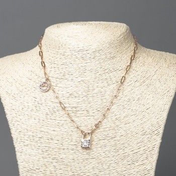 Kette Xuping mit 18K-Vergoldung und Anhängern aus weißen Strasssteinen, Kettenstärke 3,5 mm, Länge 43–48 cm