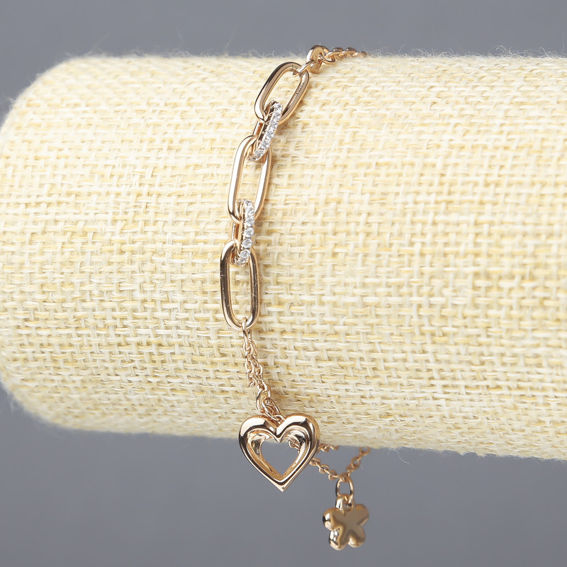Armband Xuping Vergoldung 18K mit weißen Strasssteinen s (max) -5, 2 mm + -, Länge 18–22 cm +
