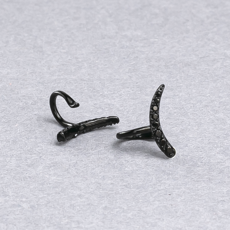 Ohrclip Xuping, schwarzer Rhodium, mit schwarzen Strasssteinen, 10 × 12 mm +