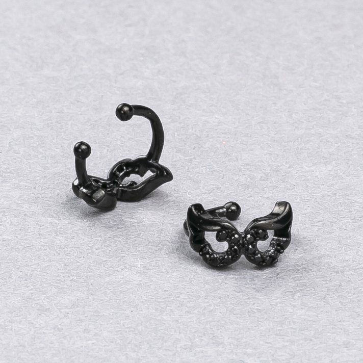 Ohrclip Xuping mit schwarzem Rhodium und schwarzen Strasssteinen 6x10mm +