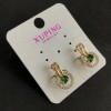 Ohrstecker Xuping Vergoldung 18K mit grünen Steinen und weißen Strasssteinen 17×10 mm