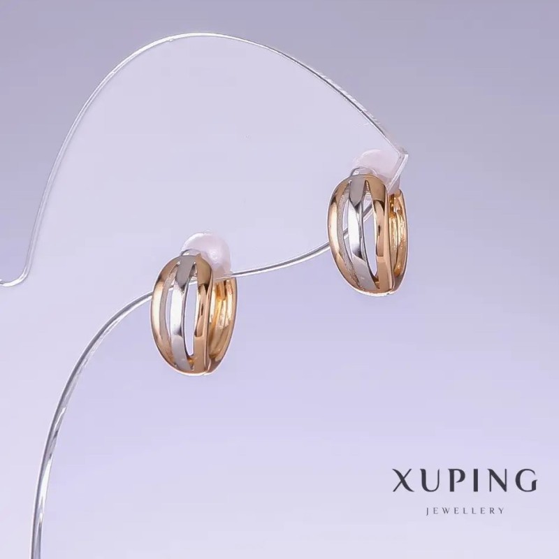Ohrringe Xuping, Länge 12 mm, Dicke 6 mm Rhodium, 18-Karat Vergoldung
