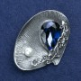 Sonderangebot! Brosche 'Schale' mit Kristall und Perle, silberfarbenes Metall 60×45 mm +