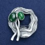 Ausverkauf! Brosche 'Schleife mit Chrysopras', silberfarbenes Metall 48×55 mm +