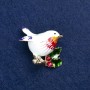 Ausverkauf! Vogel-Brosche aus goldfarbenem Metall und Emaille, 40×26 mm +