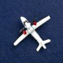 Brosche Flugzeug, goldfarbenes Metall, Emaille und Perle 50x40 mm +