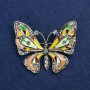 Sale! Brosche „Schmetterling“ aus goldfarbenem Metall, Emaille und Strasssteinen 54×45 mm +