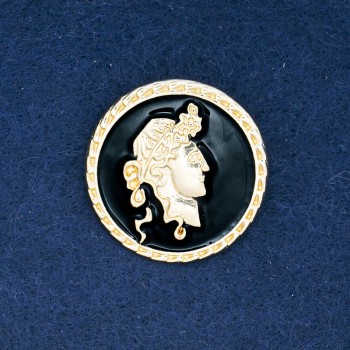 Ausverkauf! Cameo-Brosche aus goldfarbenem Metall und Emaille 34 mm +