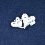 Sale! Herz-Brosche aus silbernem Metall und Kristallen 38×24 mm +