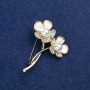 Ausverkauf! Brosche Blumen goldfarbenes Metall, Perlmutt, Strasssteine und Perlen 44×35 mm +