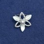 Sale! Brosche 'Blume' aus silberfarbenem Metall, Kristalle und weiße Strasssteine 27 mm +