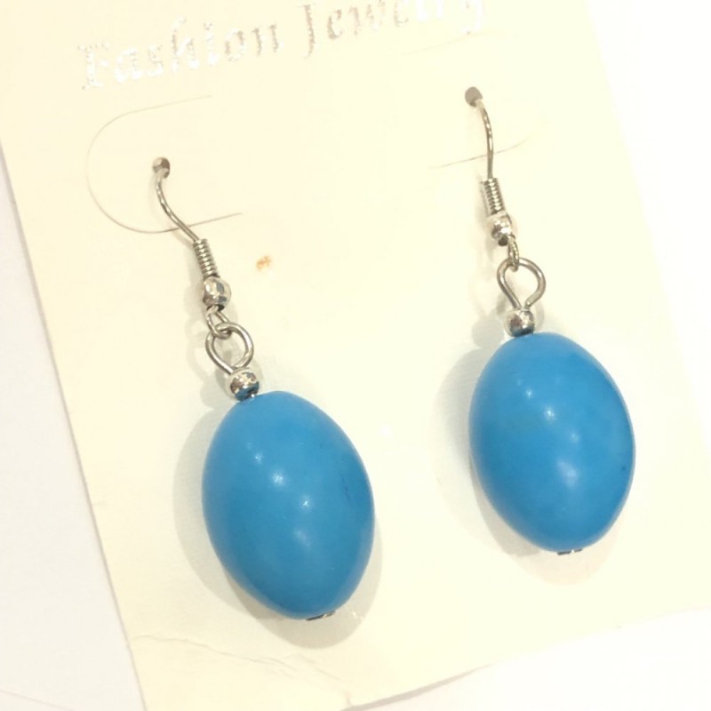 Ohrhänger mit blauem Türkis (künstlich) 45 × 15 mm