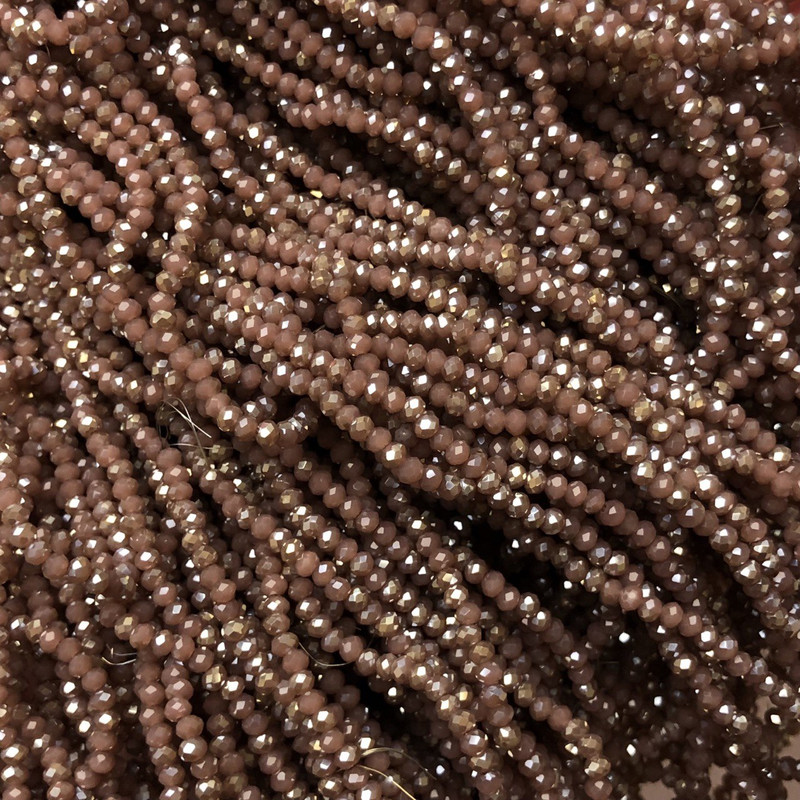 Perlen tschechischen Kristalls auf der Schnur, matt facettiert mit Beschichtung, facettierte Rondelle, Durchmesser 3 × 2,5 mm, Länge 36–38 cm +