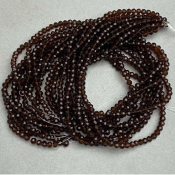 Perlen aus tschechischem Kristall auf Faden, braun-transparentes facettiertes Rondell, Durchmesser 3,5 × 3 mm, Länge 32 cm