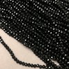 Schwarze matte Rondell-Glasperlen aus tschechischem Kristall, auf Nylonfaden, Durchmesser 3,5×3 mm + -, Länge 36–38 cm +