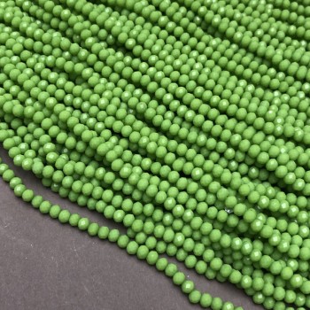 Glasperlen aus tschechischem Kristall auf der Schnur – limettenmatte facettierte Rondellen, Durchmesser 3,5×3 mm, Länge 36–38 cm
