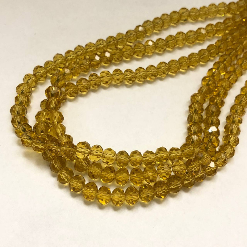 Perlen tschechischen Kristalls orange-pfirsichfarbene transparente facettierte Rondell-Perlen auf Schnur, Durchmesser ca. 6 x 4,5 mm + -, Länge ca. 38-40 cm +