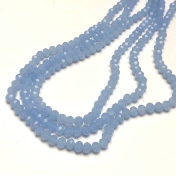kornblumenblaue matte tschechische Kristallperlen auf Nylonschnur, facettierte Rondelle, Durchmesser 6 x 4,5 mm, Länge 38–40 cm