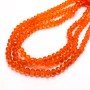 Perlen aus tschechischem Kristall auf Faden – rot-orange transparente facettierte Rondellen, Durchmesser ca. 6×4,5 mm, Länge 38–40 cm