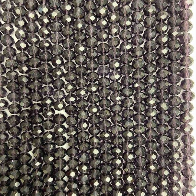 Perlen aus tschechischem Kristall auf Schnur, dunkelviolettes facettiertes Rondell, Ø 6x5 mm +/-, Länge 42 cm +/-