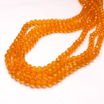 Perlen aus tschechischem Kristall auf Schnur, orange-transparentes facettiertes Rondell, Durchmesser 6 x 4,5 mm, Länge 38–40 cm +