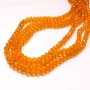 Perlen aus tschechischem Kristall auf Schnur, orange-transparentes facettiertes Rondell, Durchmesser 6 x 4,5 mm, Länge 38–40 cm +