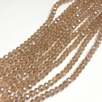 Perlen aus tschechischem Kristall auf einer Schnur, Champagner-transparent mit Benzinreflexen, facettierte Rondellen, Durchmesser 6 × 4,5 mm, Länge 38–40 cm +