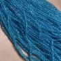 Perlen aus tschechischem Kristall auf Schnur, blau-grüne transparente facettierte Rondellen, Durchmesser 3,5 × 3 mm, Länge 36–38 cm ±