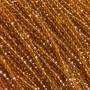 Perlen aus tschechischem Kristall auf Schnur, dunkelgelb honigfarbene transparente facettiertes Rondell, Durchmesser 3,5×3 mm, Länge ca. 36–38 cm