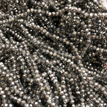 Graue Perlen aus tschechischem Kristall – assortiert, mit Beschichtung, facettiertes Rondell, Durchmesser 3,5 × 3 mm, Länge 36–38 cm, auf Faden