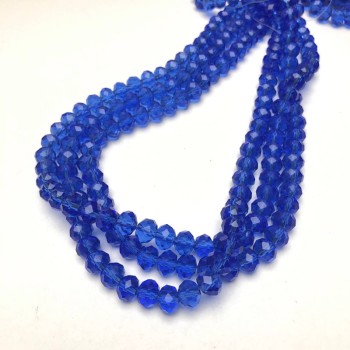 Perlen auf Faden: blaue, transparente facettierte Rondell-Perlen aus tschechischem Kristall, Durchmesser 8 × 6 mm, Länge 40–42 cm
