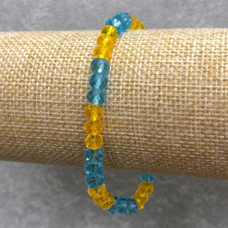 Elastikarmband aus tschechischem Kristall Ukraine – facettiertes Rondell, Durchmesser 6x4 mm, Länge 18 cm+