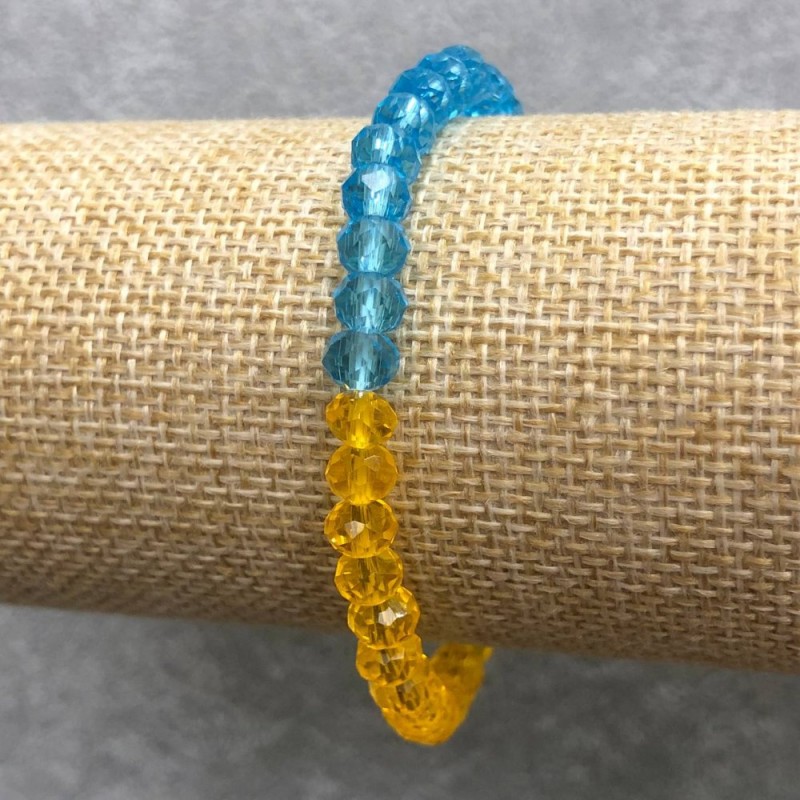 Elastisches Armband aus tschechischem Kristall Ukraine, facettierte Rondellen, Durchmesser 6×4 mm, Länge 18 cm ±