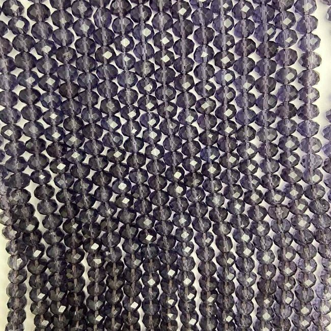 Perlen aus tschechischem Kristall auf Faden, violett-transparentes facettiertes Rondell, Durchmesser 6x5 mm + -, Länge 40 cm +