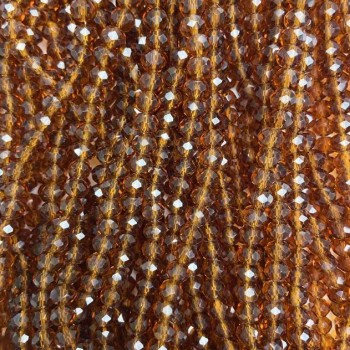 Perlen aus tschechischem Kristall auf Schnur – braun-transparentes facettiertes Rondell, Durchmesser ca. 6×5 mm, Länge ca. 40–42 cm