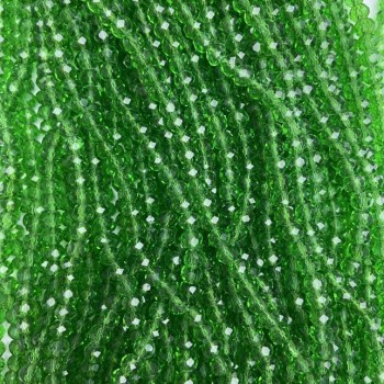 Kristallperlen tschechischen Kristalls auf Faden grün-transparent facettiertes Rondell, Durchmesser 6×5 mm, Länge 38 cm +