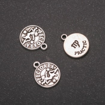 Anhänger Sternzeichen Jungfrau, Durchmesser 12 mm, Verpackung 20 g ± 20 Stück