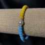 Elastisches Armband aus tschechischem Kristall und Acryl, Ukraine – facettierte Rondelle, Durchmesser ca. 6 × 4 mm, Länge ca. 18 cm