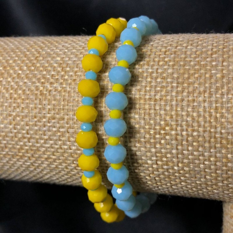 Paararmband aus tschechischem Kristall, elastische Schnur, facettierte Rondellen, Durchmesser 6 x 4 mm, Länge 18 cm +-