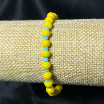 Armband auf Gummiband aus tschechischem Kristall Ukraine, facettierte Rondellen, Durchmesser ca. 6×4 mm, Länge ca. 18 cm