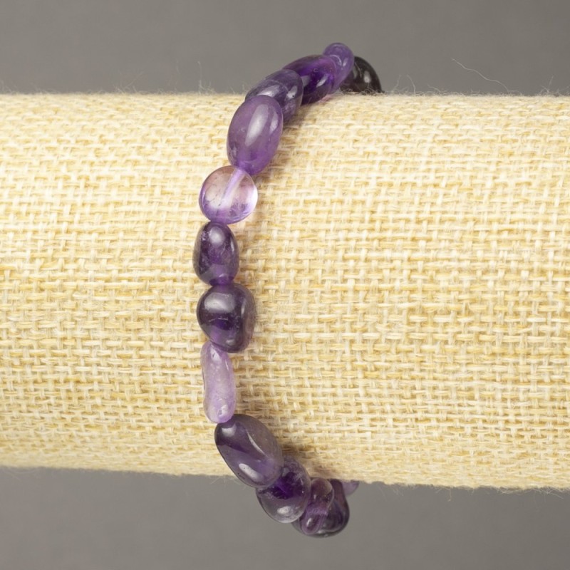Elastisches Armband aus natürlichem Amethyst, facettierte Perlen, Durchmesser 10×7 mm+