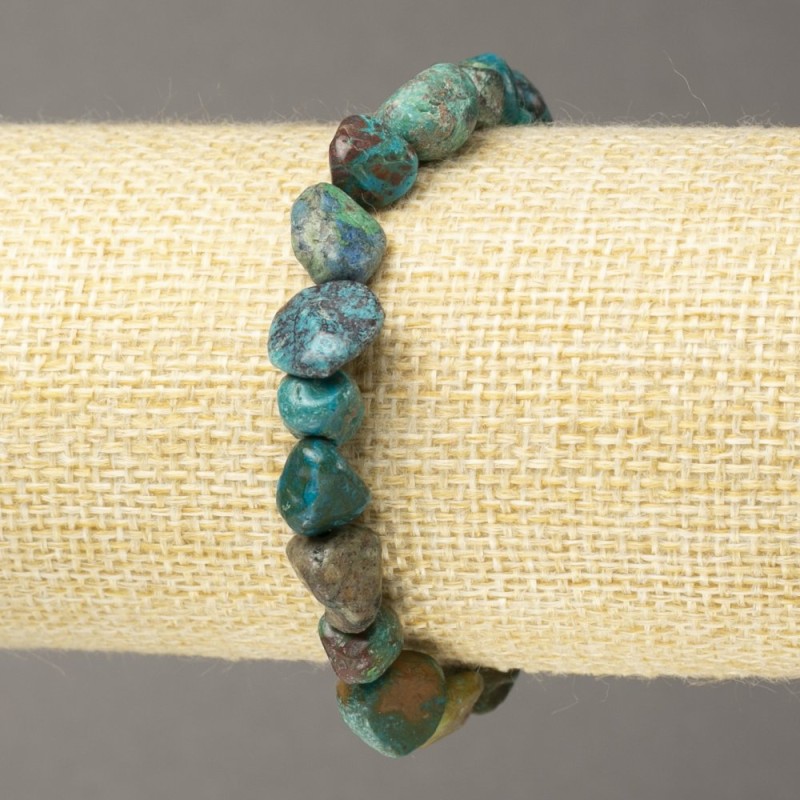 Elastisches Chrysokoll-Armband mit Trommelperlen, Durchmesser 8×9 mm+