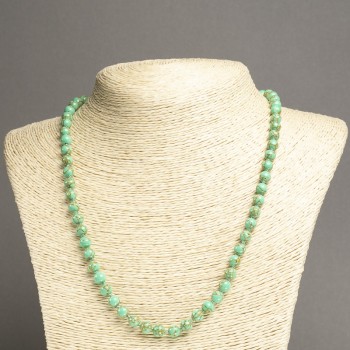 Collier aus grünem Imperialjasper (gepresst) glatte Kugeln, Ø ca. 6 mm, Länge ca. 45 cm