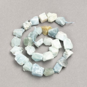 Larimar-Nugget-Perlen auf Schnur, unbehandelter Stein, Durchmesser ca. 16 × 12 mm, Länge 41 cm