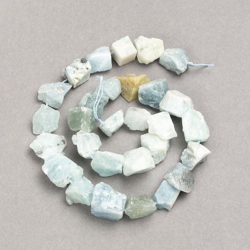 Larimar-Nugget-Perlen auf Schnur, unbehandelter Stein, Durchmesser ca. 16 × 12 mm, Länge 41 cm