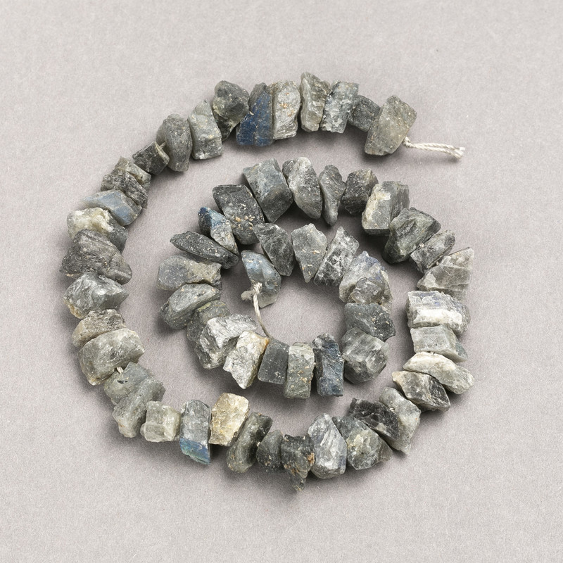 Labradorit-Nugget-Perlen auf einer Schnur, aus unbearbeitetem Stein, Durchmesser ca. 13×8 mm, Länge 41 cm